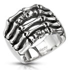 Skeleton Hand Skull & Cross Cast Ring 316L Stainless Steel Gothic Finger (FL329)