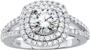 PalmBeach JEWELRY WOMEN'S PLATNIUM-PLATED STERLING SILVER ENGAGEMENT RING,SZ 7 - Picture 1 of 7