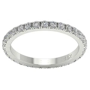 Eternity Stackable Wedding Ring Band I1 G 1.10 Ct Round Diamond 14K Solid Gold - Picture 1 of 8