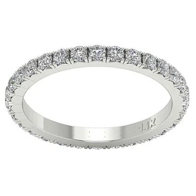 Eternity Stackable Wedding Ring Band I1 G 1.10 Ct Round Diamond 14K Solid Gold - Image 1 of 4