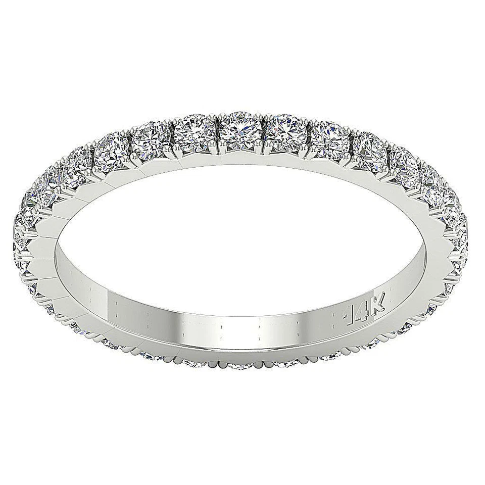 Eternity Stackable Wedding Ring Band I1 G 1.10 Ct Round Diamond 14K Solid Gold - Image 1 of 4