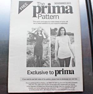 Prima Sewing Pattern, Dress and Tunic, uncut, unused, November 2011 - Picture 1 of 6