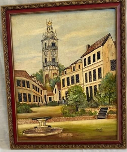Vintage Framed Architectural Oil Painting on Board, Signed Naomi 1979, 18" x 22" - Picture 1 of 6