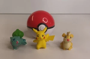 Pokemon Pokeball Clip N Go + 3 Figures Bulbasaur, Pikachu, Growlithe 2015 TOMY - Picture 1 of 11