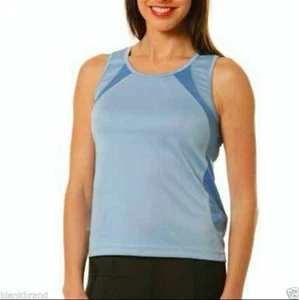 Ladies Plain Cooldry Singlet | Contrast Colours | Women Athletic Gym Sports Top - Picture 1 of 13