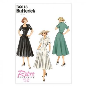 Butterick Ladies Sewing Pattern 6018 Vintage Style Dresses (Butterick-6018-M)