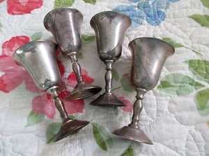 Vintage Silverplate Maurice Duchin Cordials Made in India Set / Four 3 3/4" Tall - Picture 1 of 6
