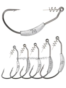 25Pcs Weighted Wide Gap Offset Worm Hooks Weedless Soft Lures Bait Hook 1/0-5/0# - Picture 1 of 11
