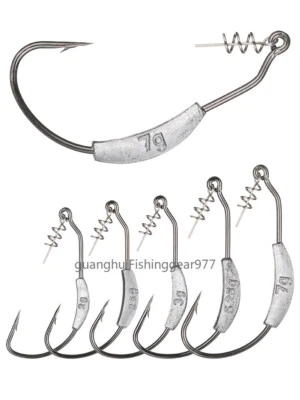 25Pcs Weighted Wide Gap Offset Worm Hooks Weedless Soft Lures Bait Hook 1/0-5/0# - Image 1 of 4