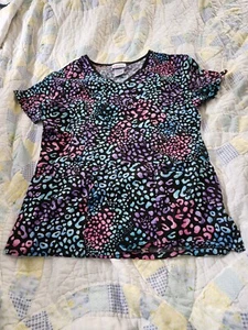Scrubstar Size XS Multicolored Patterned Scrub Top - Picture 1 of 5