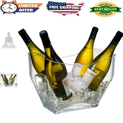 Bañera de bebidas transparente duradera de 8,75 cuartos de galón - Tiene capacidad para 4 botellas para entretenimiento sin esfuerzo Foto 1 de 4