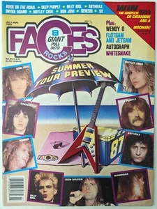 Faces Rocks Magazine July-Aug 1987 Bon Jovi, Motley Crue, Manowar, Poison, KISS  - Picture 1 of 16