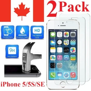 2 PACK Premium Tempered Glass Screen Protector Cover For iPhone SE 2016 5S 5C 5 - Picture 1 of 7