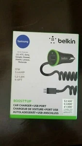 Belkin Boost Up 17W 3.4A USB Car Charger for LG Huawei Sony HTC Google Lenovo  - Picture 1 of 1