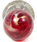 Vintage Marble Ruby Red Orange Oxblood Swirl Clear Base Transparent Drizzle VGC 