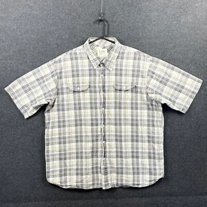 Lee Dungarees Mens Shirt XL Black Plaid Short Sleeve Logo Button Up Regular Fit - Picture 1 of 12