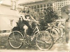 Vintage Photograph Girl On Bicycle 1950's Black & White  Ladies Bike Photo