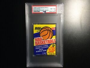 1988 Fleer Basketball Unopened Wax Pack Karl Malone Sticker PSA 8 Near Mint-Mint