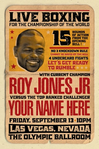 YOUR NAME on a Boxing champ poster vs Roy Jones JR - personalized & cool Cover