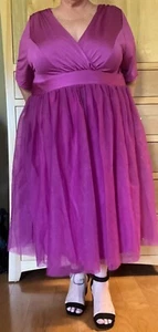 Prom, wedding guest dress, bright fuchsia, crinolin skirt, size 4x, never worn. - Picture 1 of 3