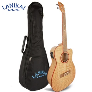 Lanikai FM-CEB Flame Maple Baritone Acoustic Electric Ukulele + Padded Gig Bag - Picture 1 of 4