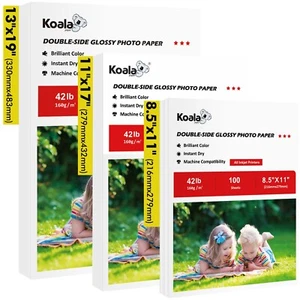 Partia Koala Dwustronny błyszczący papier fotograficzny atramentowy 42lb 160g - 8,5x11 11x17 13x19 - Zdjęcie 1 z 12