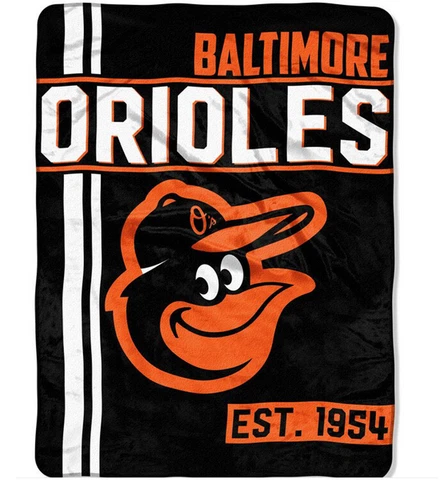 New MLB Baltimore Orioles Super Soft Micro Rasche Large Throw Blanket 46" X 60" Cover