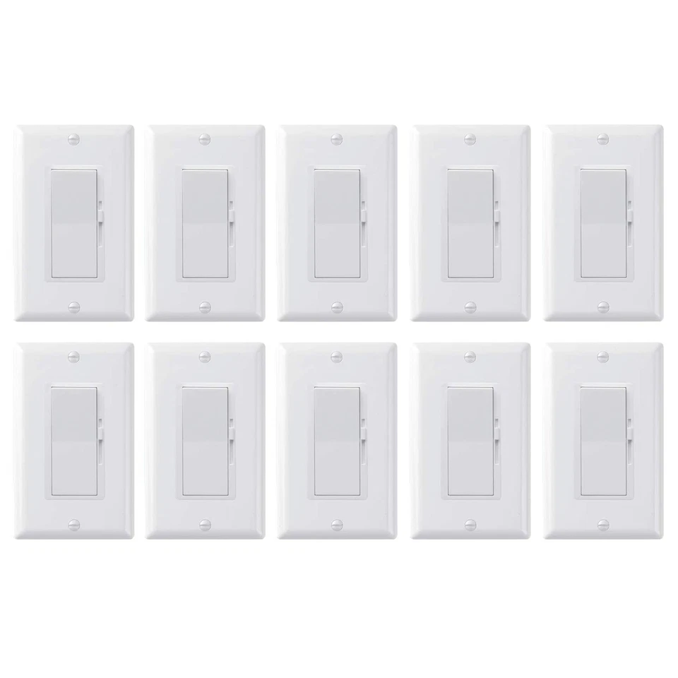 Interruptor de luz atenuadora Decora de un solo polo / 3 vías - LED / incandescente / CFL 10 PK Foto 1 de 3