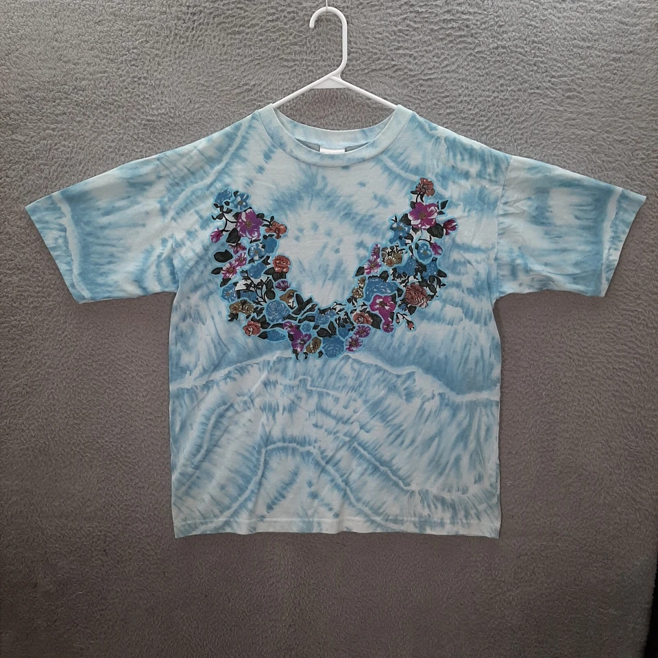 Camisa De Colección Newport News Para Mujer Mediana Azul Blanco Tie Dye Floral Años 90 Y2K Foto 1 de 4