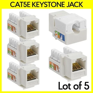 Confezione 5 Connettore RJ45 Ethernet Keystone Jack 8P8C Cat5e 110 Tipo Punchdown Bianco - Foto 1 di 6