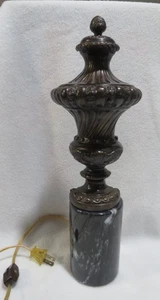 Vintage Neoclassical Urn Lamp Marble Base Heavy Metal Shade Table works 14" - Picture 1 of 7