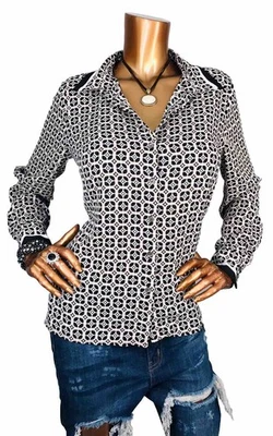 Vince Camuto M маленький верхний новый с Ярлыками рубашка на пуговицах геометрический длинный Slvs воротник блузка - Изображение 1 из 4