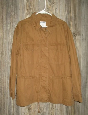 Chaqueta utilitaria Old azul marino marrón cintura ceñida para mujer talla grande informal Foto 1 de 4