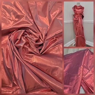Vintage 90s Red  Metallic Tissue Lame  Fabric 5 yards ×42" - Image 1 of 4