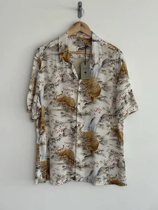 Allsaints “Sumatra” Short Sleeve Shirt Floral Hawaiian Tiger Ivory XL ***NEW*** - Picture 1 of 12