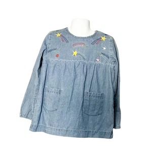 Mini Boden Chambray Embroidered Shooting Star Shirt size 5/6 - Picture 1 of 6