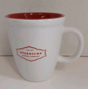 Starbucks 2006 Classic Abbey 13 Oz Keramiktasse Kaffeetasse Tee rot & weiß - EUC - Bild 1 von 4