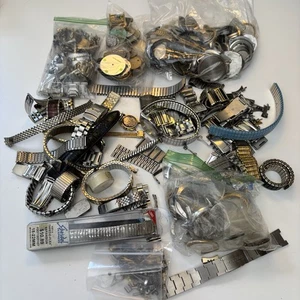 Vintage Trödel Edelstahl Armband Uhrenarmbänder Lot Teile Erweiterung Reparatur Gehäuse - Bild 1 von 12