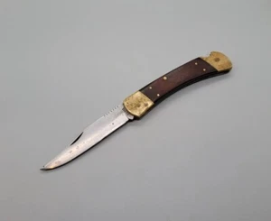 Ka-Bar USA 1189 Pocket Knife Lockback Folding Plain Blade Wood Handle *Vintage* - Picture 1 of 10