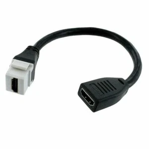 Conector acoplador de inserción a presión para placa de pared HDMI Keystone con cable cola de cerdo de 6" blanco - Imagen 1 de 3
