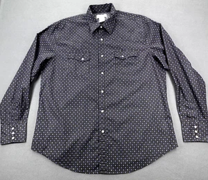 Wrangler Wrancher Pearl Snap Shirt Mens Size XL All Over Print Black Long Sleeve - Picture 1 of 18