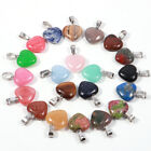 25pc Natural Agate Crystal Heart Pendant 16mm Necklace Mixed Color Charms Beads 