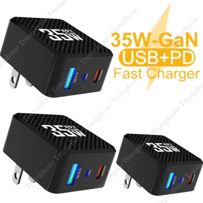 35W GaN Type C Fast Wall Charger Block PD QC Adapter For iPhone Android Samsung - Image 1 of 4
