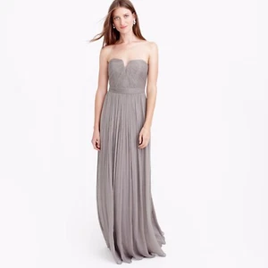 J. CREW SZ 6 BRIDESMAID WEDDING GRAY NADIA LONG DRESS SILK CHIFFON 03140 - Picture 1 of 3