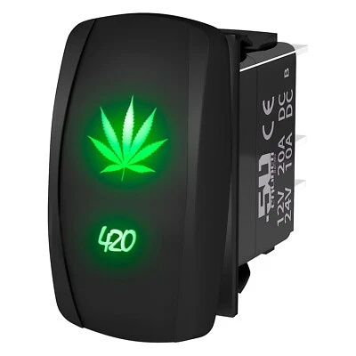 Переключатель шатунный с подсветкой 12 В 420 Weed UTV RZR Teryx Maverick X3 Viking зеленый - Изображение 1 из 4