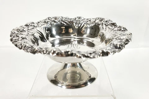 Antique Repousse' Sterling Silver Pedestal Bowl by William Wise & Son Cover
