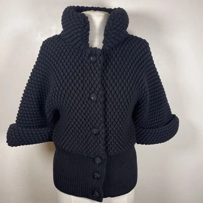 Authenticated Valentino Hiver 2008 Chunky Black Cardigan Sweater  Medium - Image 1 of 4