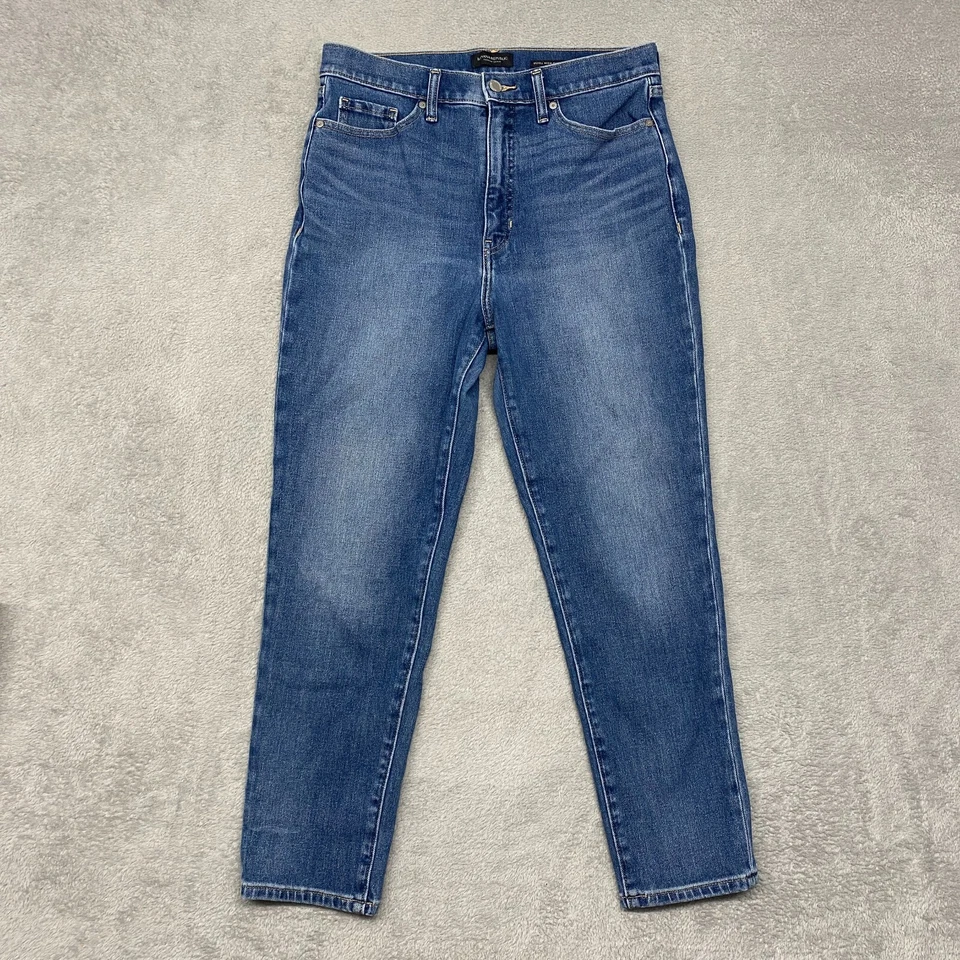 Pantalones de mezclilla Banana Republic para mujer 31 azul tiro ultra alto calce ajustado lavado oscuro Foto 1 de 4