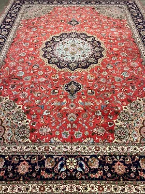 Alfombra Tabrize de Lana y Seda Anudada a Mano Fina 9'11"x12'10" Foto 1 de 4