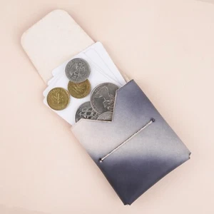 Custom Patina Black Minimalist Leather Origami Snap Card Wallet for Men Women - Picture 1 of 7